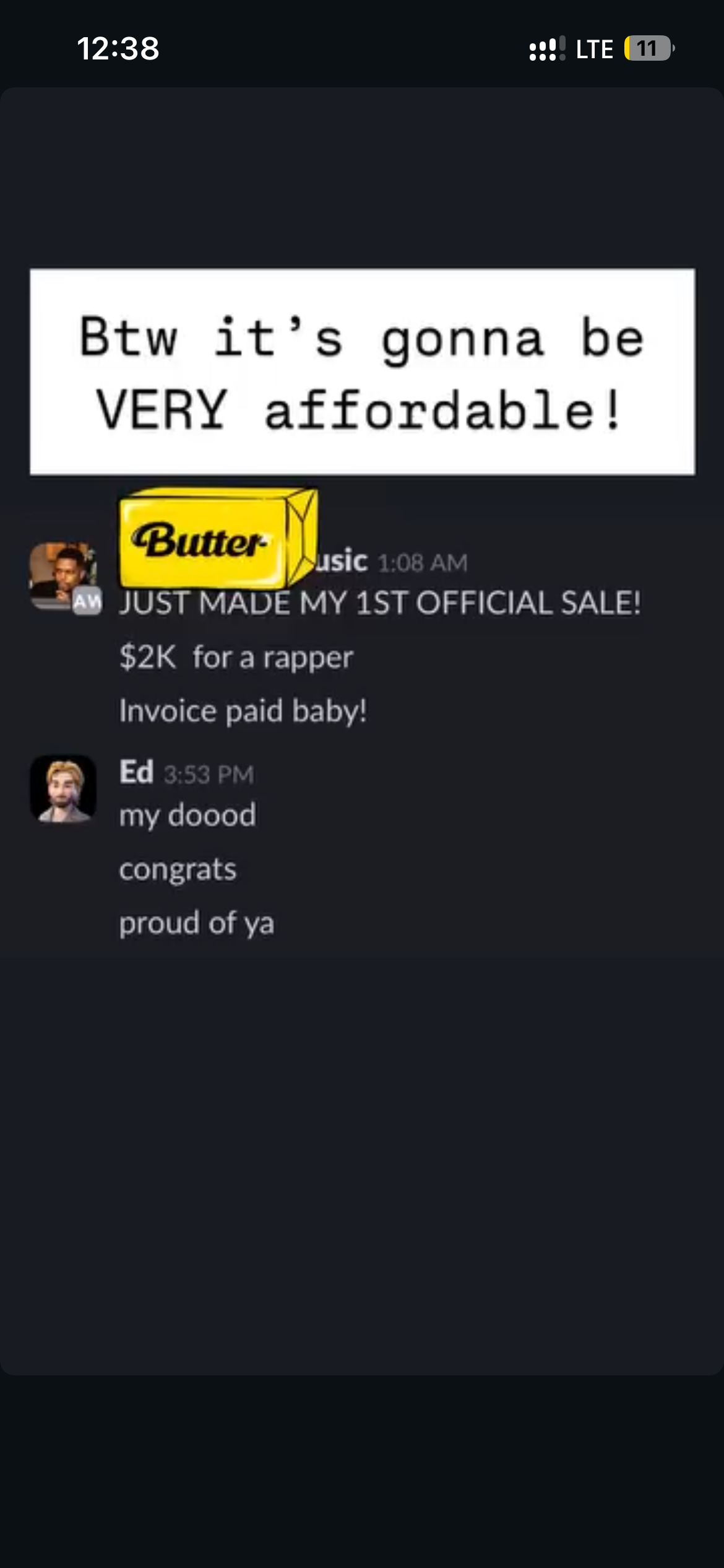 Adam Salaah reporting his first official $2,000 sale